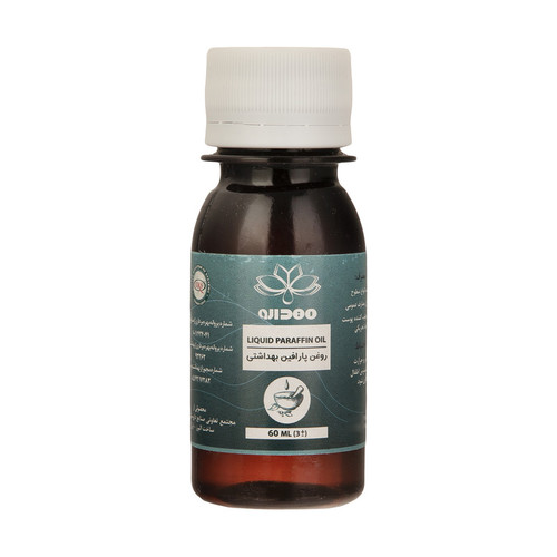 روغن پارافین بهداشتی مهدارو 60 میلیلیتر محلول خوراکی تسهیلکننده دفع مدفوع و رفع یبوست با بو و طعم مطبوع و کاربرد نرمکننده پوست