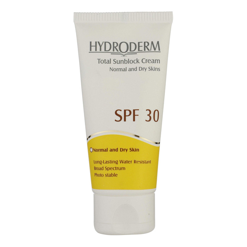 کرم ضدآفتاب بی‌رنگ هیدرودرم SPF30، مناسب پوست‌های نرمال و خشک، حجم 50 میلی‌لیتر